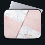 Eleganter girly RosengoldGlitter u. weißer Marmor Laptopschutzhülle<br><div class="desc">Stilvolle Kombination des Imitat-Rosen-GoldGlitters u. des weißen Marmorfarbblockes.</div>