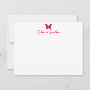 Eleganter, girly Skriptname Magenta Rosa Schmetter Mitteilungskarte