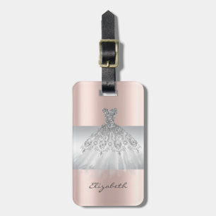 Eleganter Girly Stripe, Silver Dress Rose Gold Gepäckanhänger