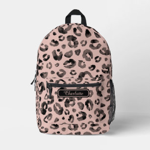 Eleganter, girlyhafter Leopardendruck in Roségold Bedruckter Rucksack
