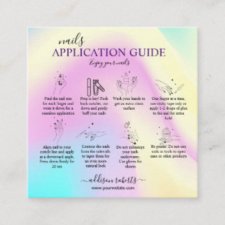 Eleganter Glam Iridescent Nail Application Guide Quadratische Visitenkarte