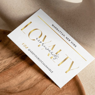 Eleganter Glam White & Gold Logo Makeup Salon Treuekarte
