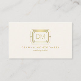 Eleganter Glamour Art Deco Monogram Ivory/Gold Visitenkarte