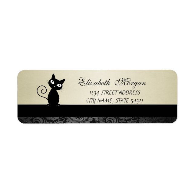 Eleganter Glamour Black Cat Address Label-Heel (Vorne)
