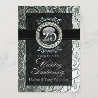 Eleganter Glamour Carved Floral 25 Jahre Jubiläum Einladung