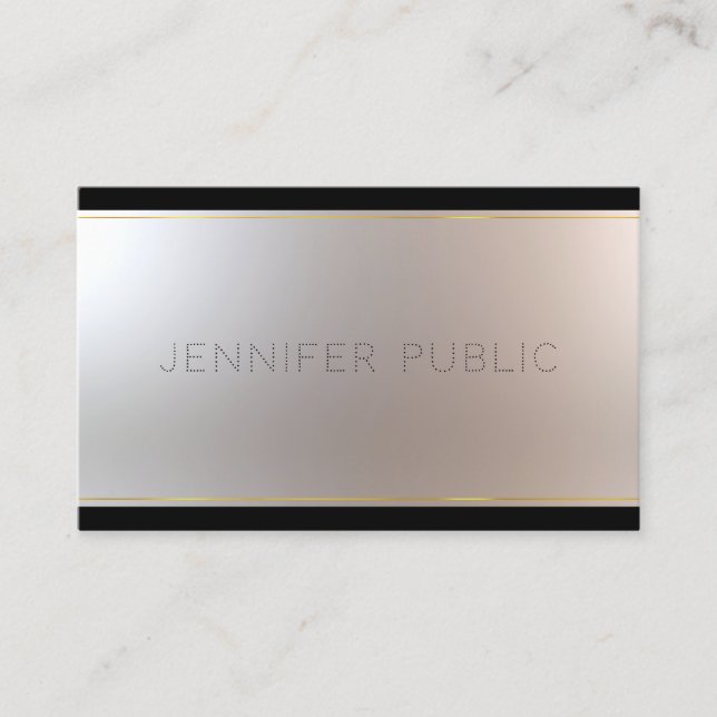 Eleganter Glamour Einzigartiges Gold Silber Schlic Visitenkarte (Vorderseite)