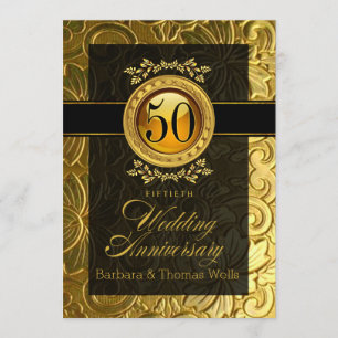 Eleganter Glamour geprägt 50. Jubiläum Einladung