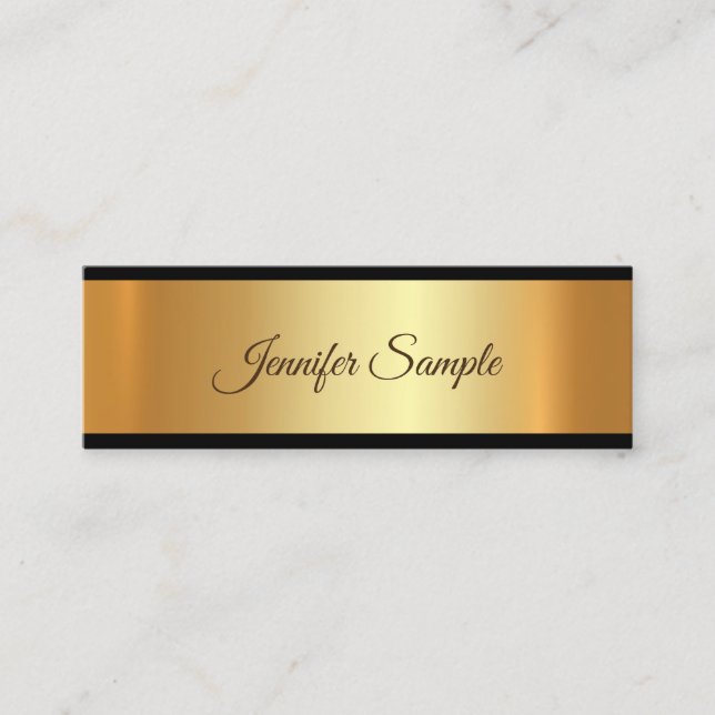 Eleganter Glamour Gold Modernes Drehbuch Schlicht  Mini Visitenkarte (Vorderseite)