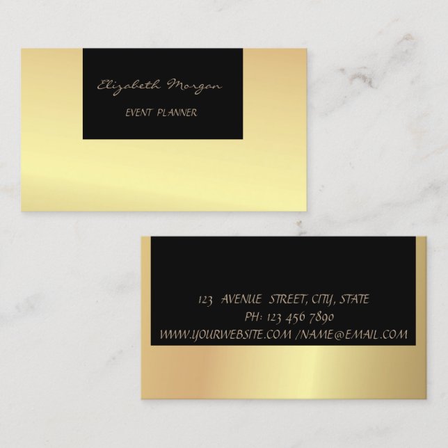 Eleganter Glamour Moderner Chic,Imitate Gold,Schwa Visitenkarte (Vorne/Hinten)