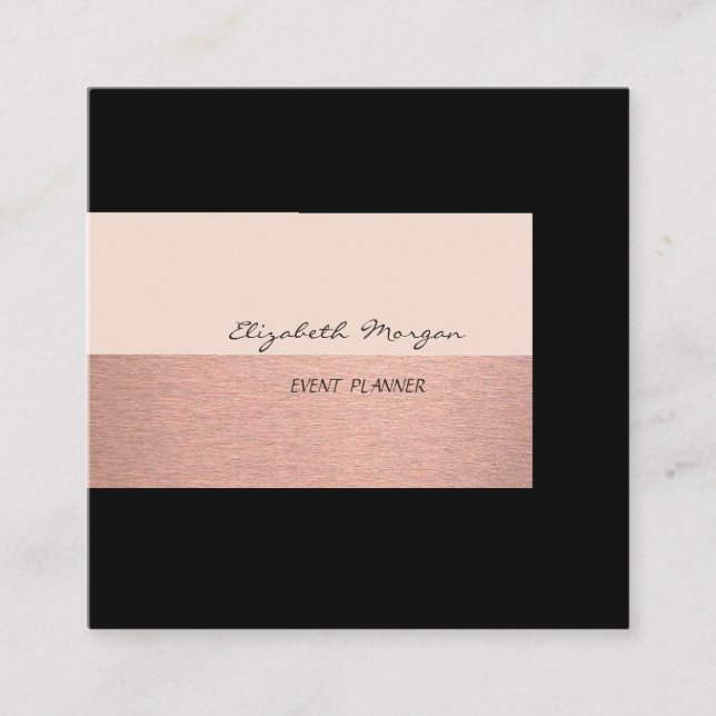 Eleganter Glamour Moderner Chic, Schwarz Quadratische Visitenkarte (Vorderseite)