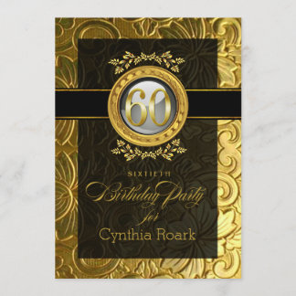 Eleganter Glamour prägeartiger 60. Geburtstag Einladung