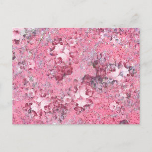 Eleganter Glamour Rosa Rosen Glitter-Foto-Druck Postkarte