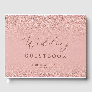 Eleganter Glamour Rose Gold Glitzer Glitzern Hochz Gästebuch