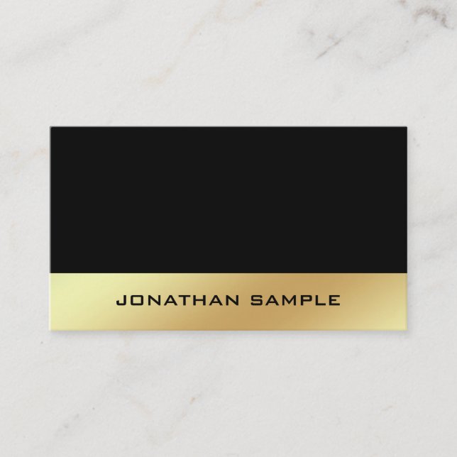 Eleganter Glamour Schwarz und Gold Schlichter Chic Visitenkarte (Vorderseite)