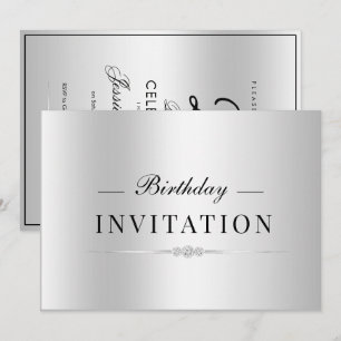 Eleganter Glamour Silber 25. Geburtstag Einladung