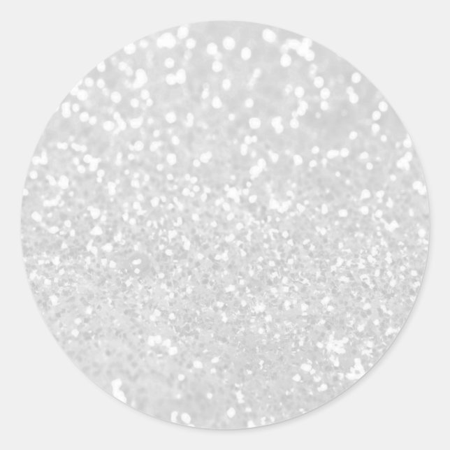 eleganter Glamour Weißes Imitat Glitzer Runder Aufkleber (Vorderseite)