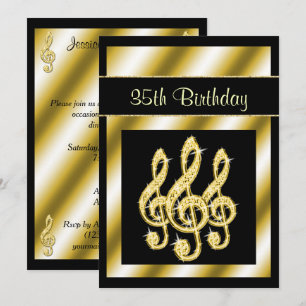 Eleganter, glamouröser Gold-Treble-Clefs zum 35. G Einladung