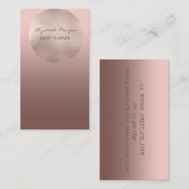 Eleganter glamouröser moderner Chic, Rose Gold Cir Visitenkarte (Vorne/Hinten)