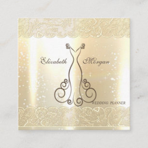 Eleganter glamouröser Shinny, Imitate Gold, Spitze Quadratische Visitenkarte