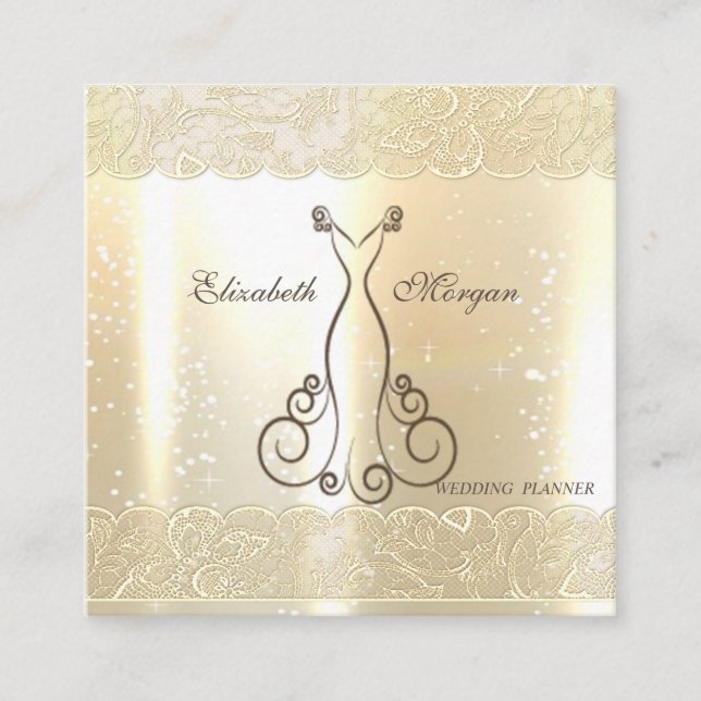 Eleganter glamouröser Shinny, Imitate Gold, Spitze Quadratische Visitenkarte (Vorderseite)