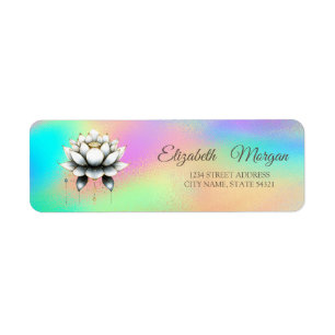 Eleganter glamouröser weißer Lotus Regenbogen Holo