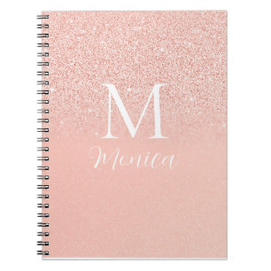 Eleganter Glitter Baby Pink Monogramm Name Minimal Notizblock