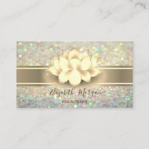 Eleganter Glitter Bokeh, Goldstreifen Yoga Lotus Visitenkarte