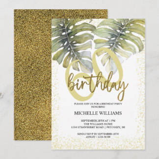 Eleganter Glitter Gold Kalligrafie Geburtstag Einladung