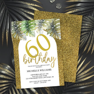 Eleganter Glitter-Gold-Palm-Calligraphy Einladung