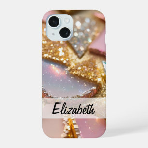 Eleganter Glitter in Rosa, Blau, Gold & Silber iPhone 15 Hülle