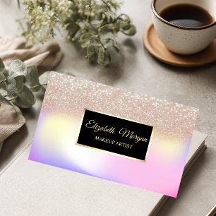 Eleganter Glitter Ombre Holografischer Rahmen Visitenkarte