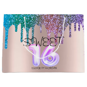 Eleganter Glitter-Regenbogen-Tropfen Rose Gold Swe Große Geschenktüte