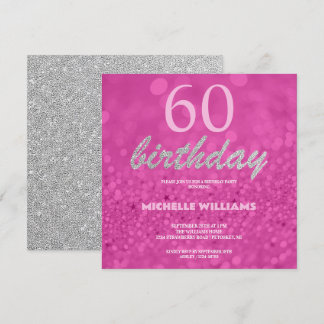Eleganter Glitter Silber Rosa Kalligrafie Geburtst