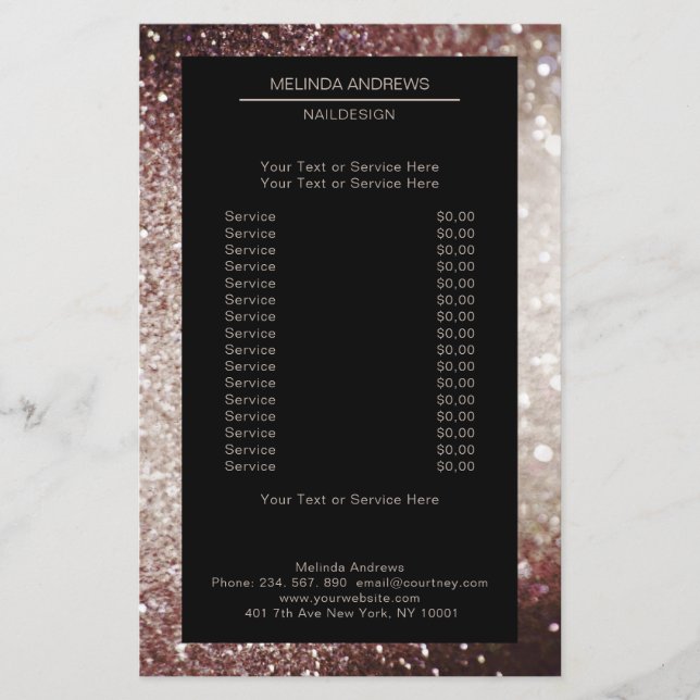 Eleganter Glitter Silber Rost Flyer (Vorne)