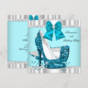 Eleganter Glitter Türkis Blau Glamour High Heel Si Einladung