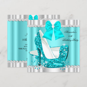 Eleganter Glitter Türkis Blau Glamour High Heel Si Einladung