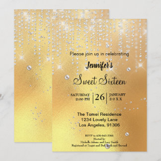 Eleganter Glitzer 16 . Geburtstag Einladung