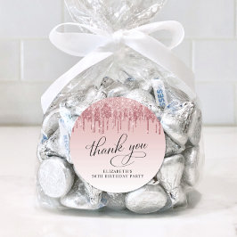 Eleganter Glitzer 50. Geburtstagsparty Danke Runder Aufkleber