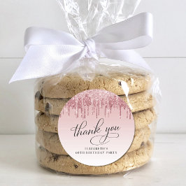 Eleganter Glitzer 60. Geburtstagsparty Danke Runder Aufkleber