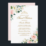 Eleganter Glitzer Blush Gold Floral 16 . Geburtsta Einladung<br><div class="desc">Hübscher florale 16 . Geburtstag Einladungen im Kleinen Bayleigh Store!</div>