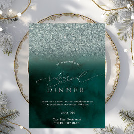 Eleganter Glitzer Bokeh Green Probe Dinner Einladung