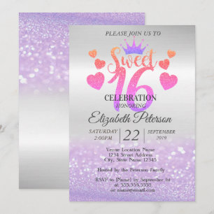 Eleganter Glitzer Bokeh Ombre, Tiara, Sweet 16 Par Einladung