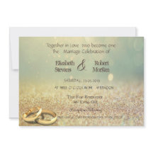 Eleganter Glitzer Bokeh, Rings Wedding Einladung