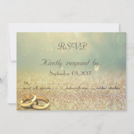 Eleganter Glitzer, Bokeh, Rings Wedding RSVP Card Einladung