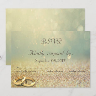 Eleganter Glitzer, Bokeh, Rings Wedding RSVP Card Einladung