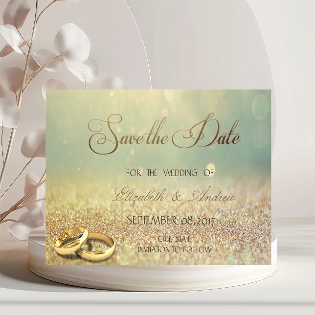 Eleganter Glitzer Bokeh,Rings Wedding Save the dat Date (Von Creator hochgeladen)