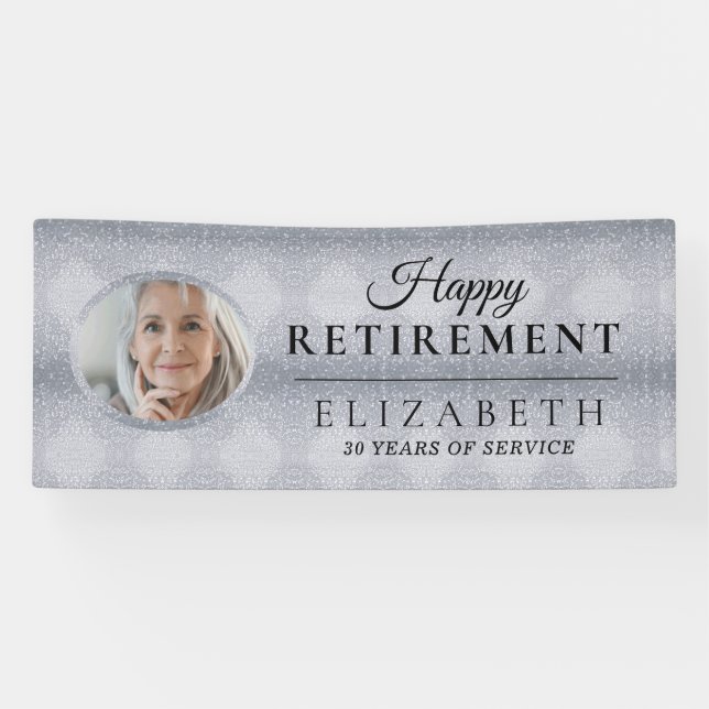Eleganter Glitzer Custom Foto Retirement Party Ban Banner (Horizontal)