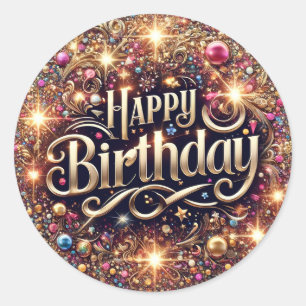 Eleganter Glitzer Design Geburtstagsaufkleber Runder Aufkleber