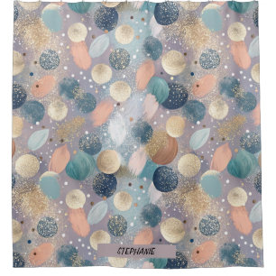 Eleganter Glitzer Dot & Brushstroke Abstrakt Duschvorhang