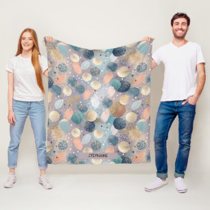 Eleganter Glitzer Dot & Brushstroke Abstrakt Fleecedecke